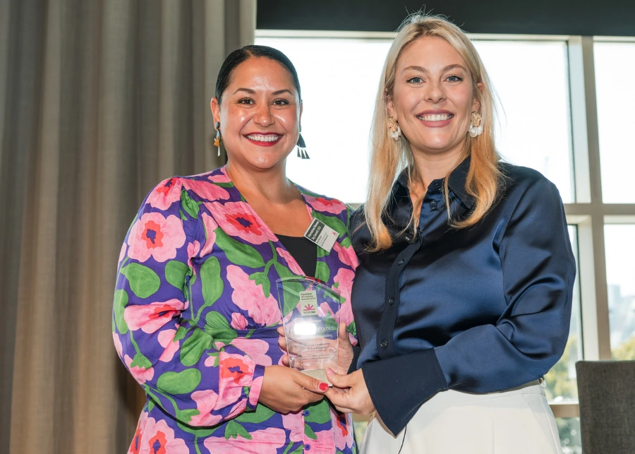 Gemma Lloyd CEO and Co-founder of WOWK180 presenting one of our Equitable Workplace Awards 