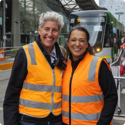 A photo of Reina with her colleague