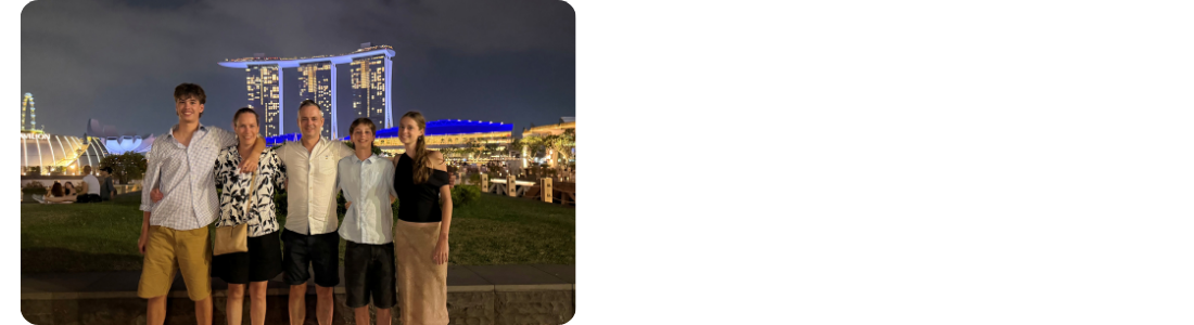 Kellie with her family in Singapore